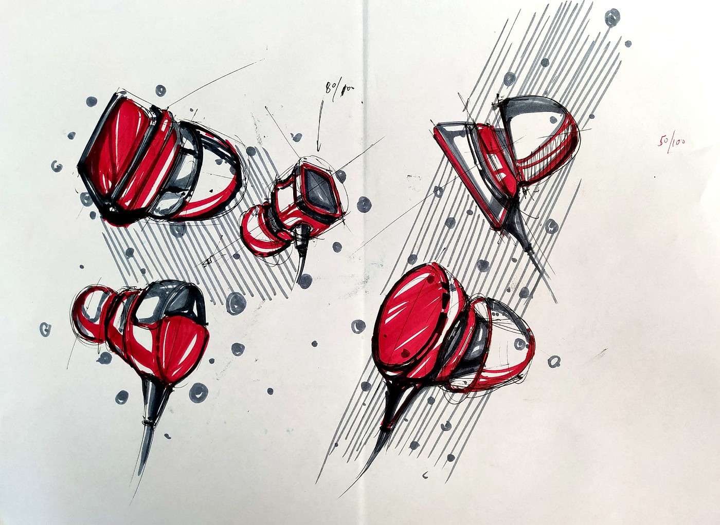 Product hand drawn renderings exercise，