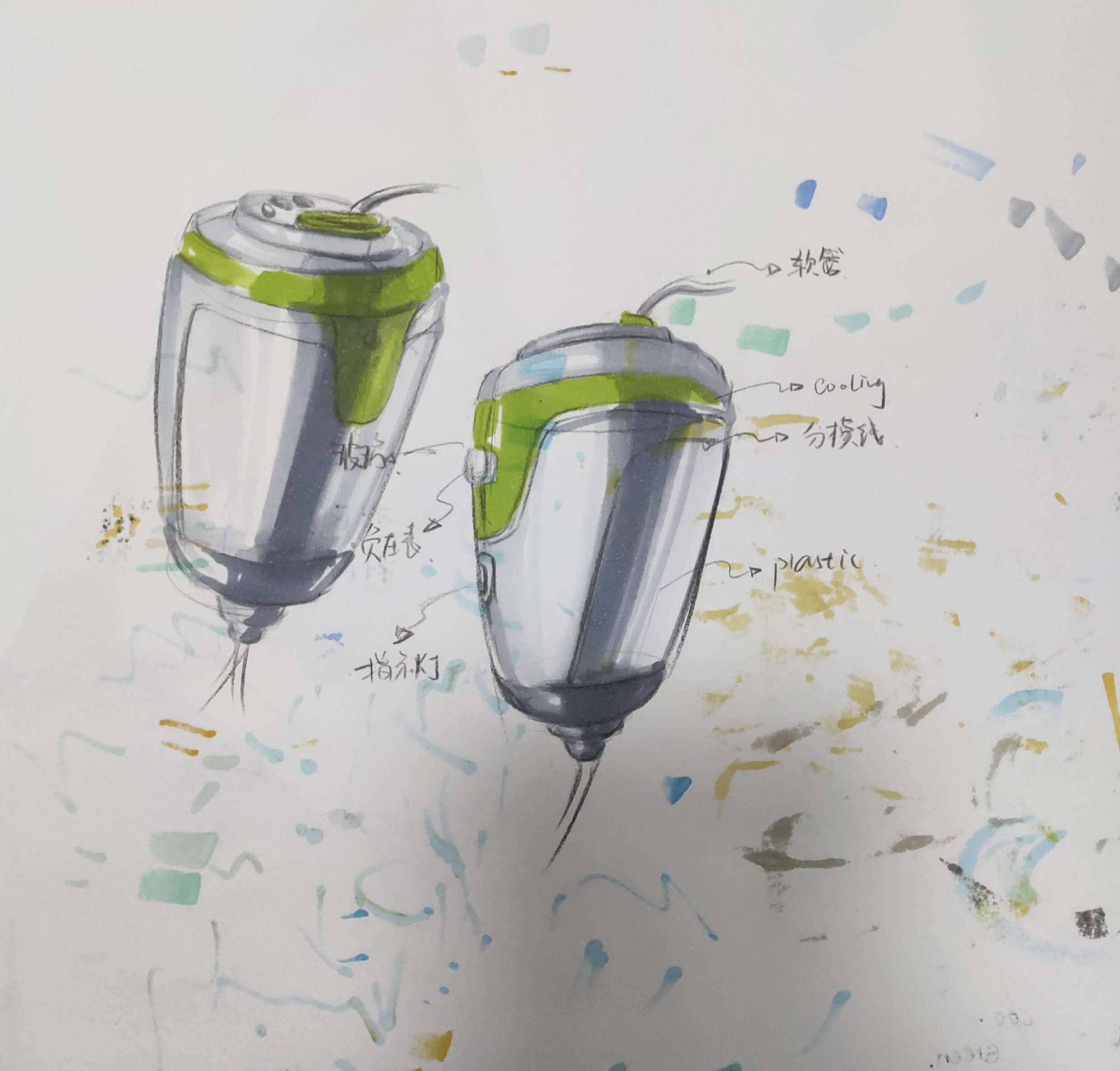 Product hand drawn renderings exercise，