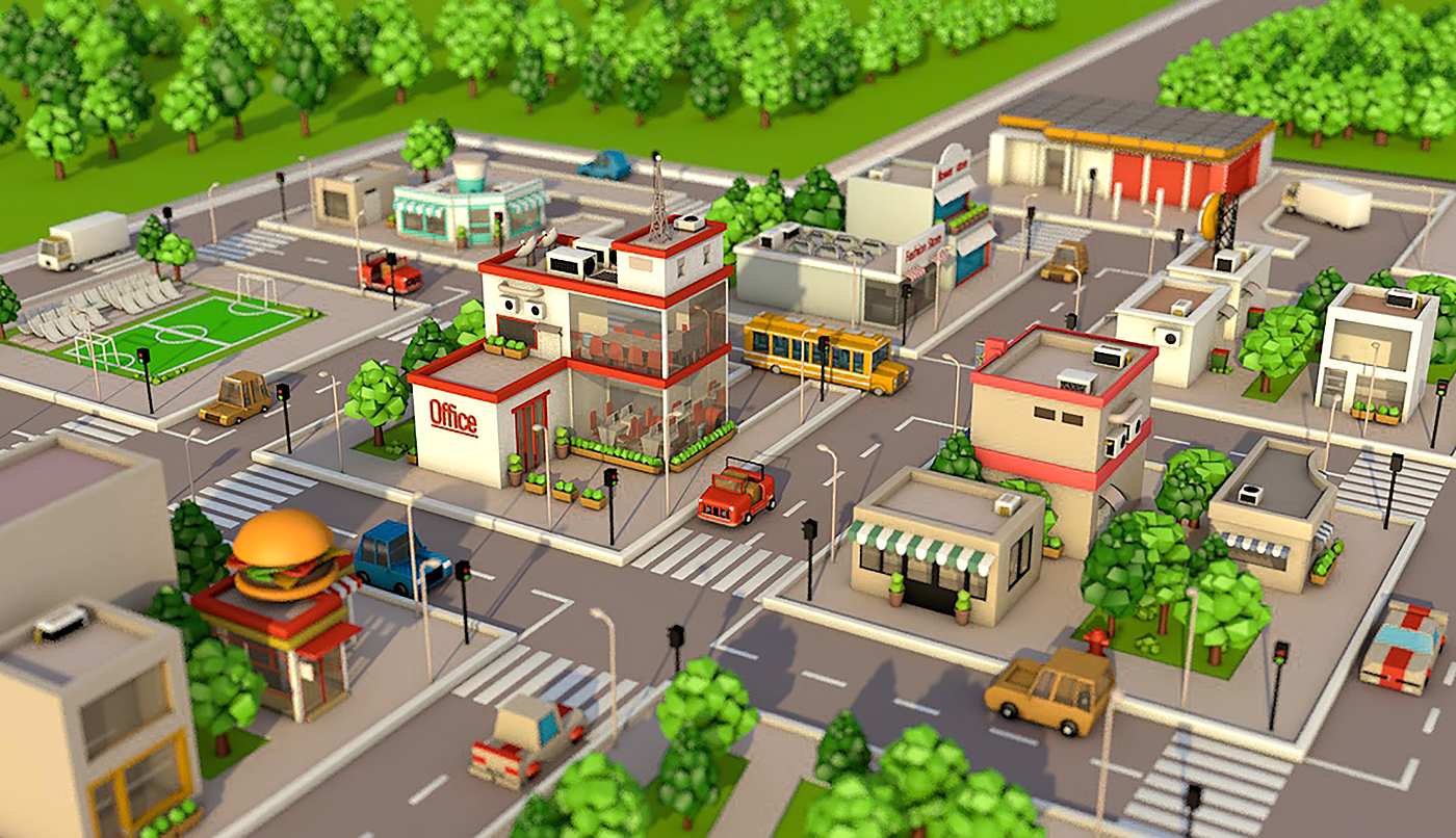 c4d，Cartoon，scene，three-dimensional，