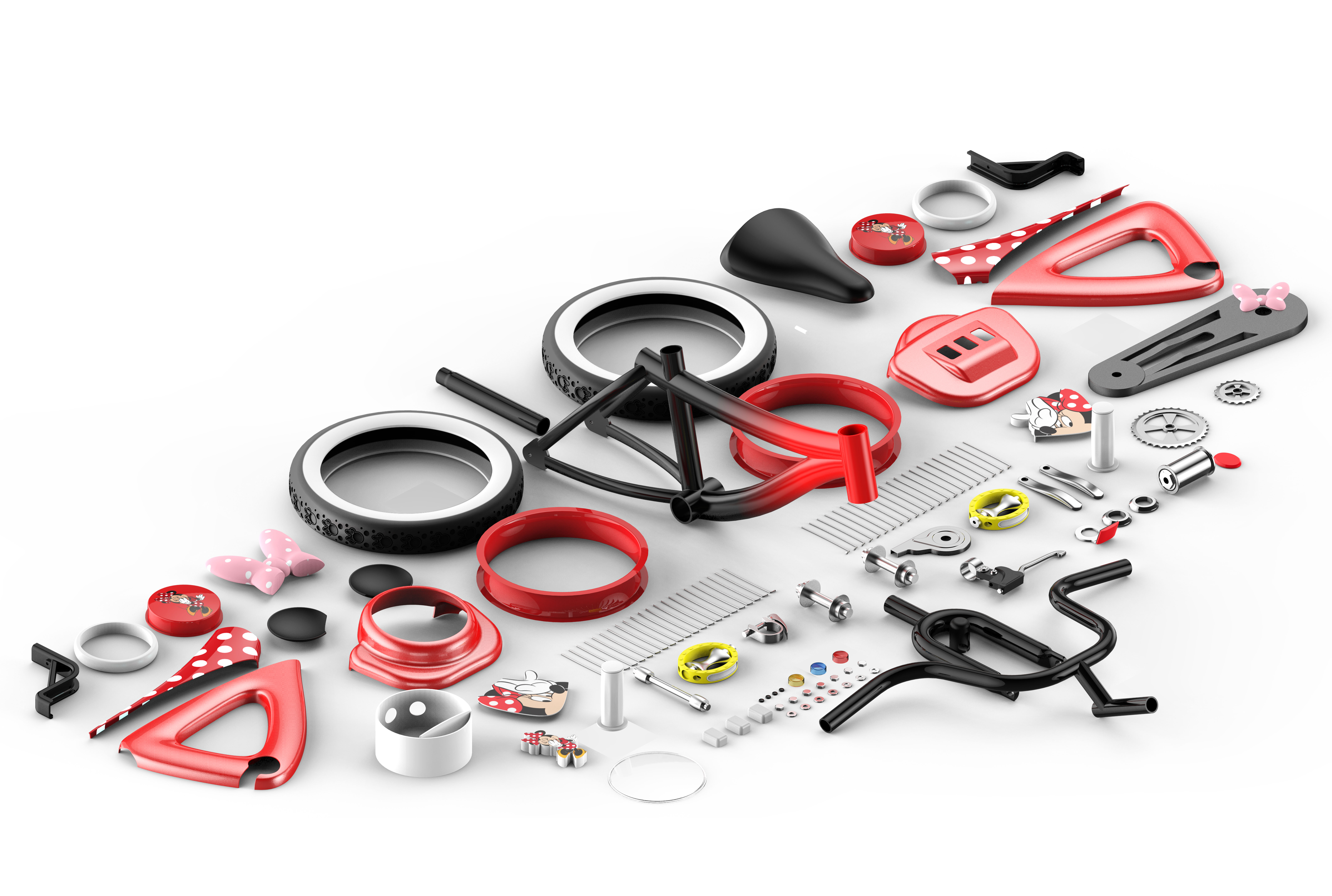 Minnie，Mickey Mouse，Disney，children，Bicycle，Bicycle，Trojan horse，