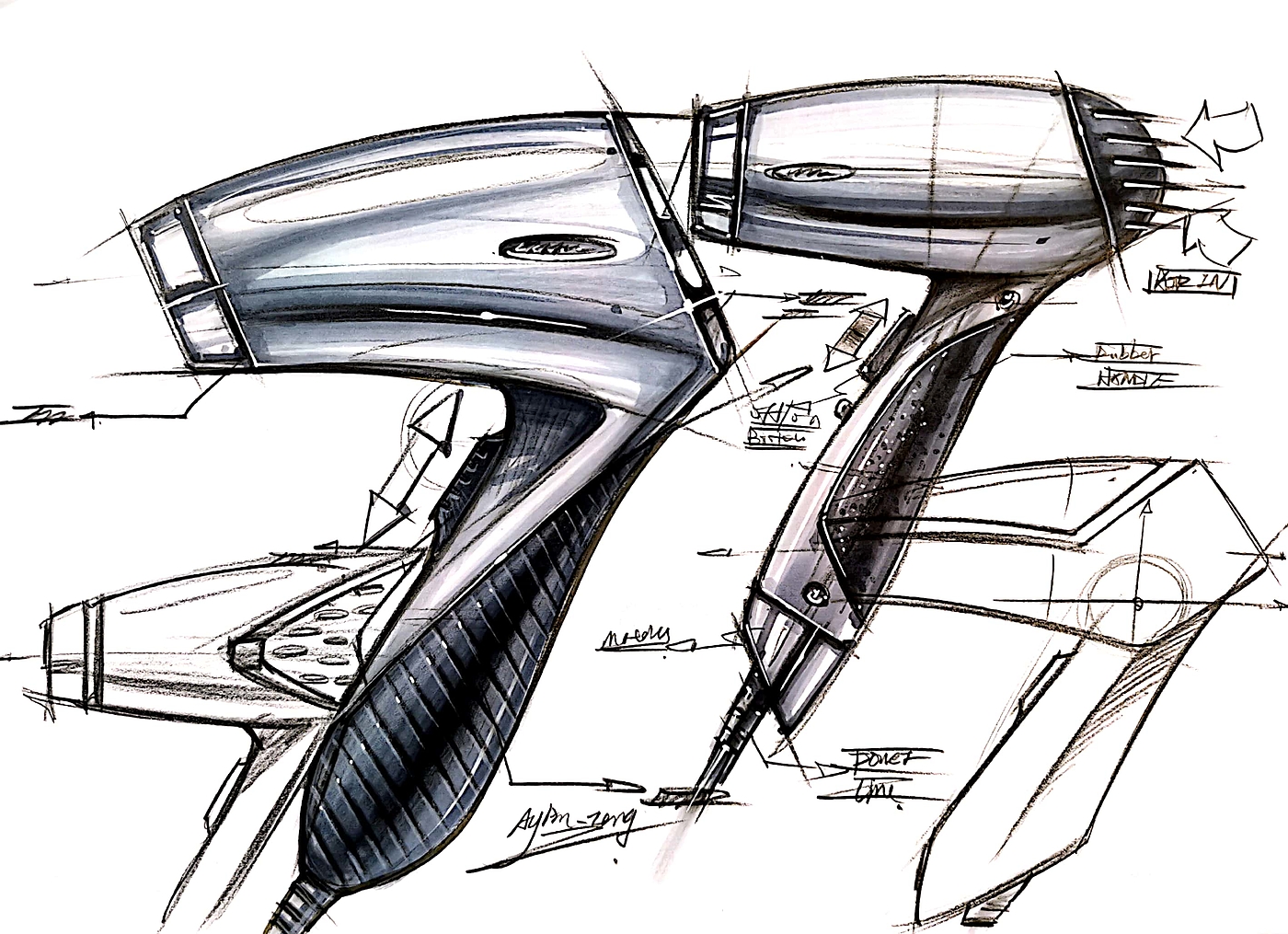 Hand drawn industrial product design，Postgraduate entrance examination for industrial product design，Designer's hand-painted book，Product design sketch，Pursue dream Jiangnan Design Postgraduate Entrance Examination，