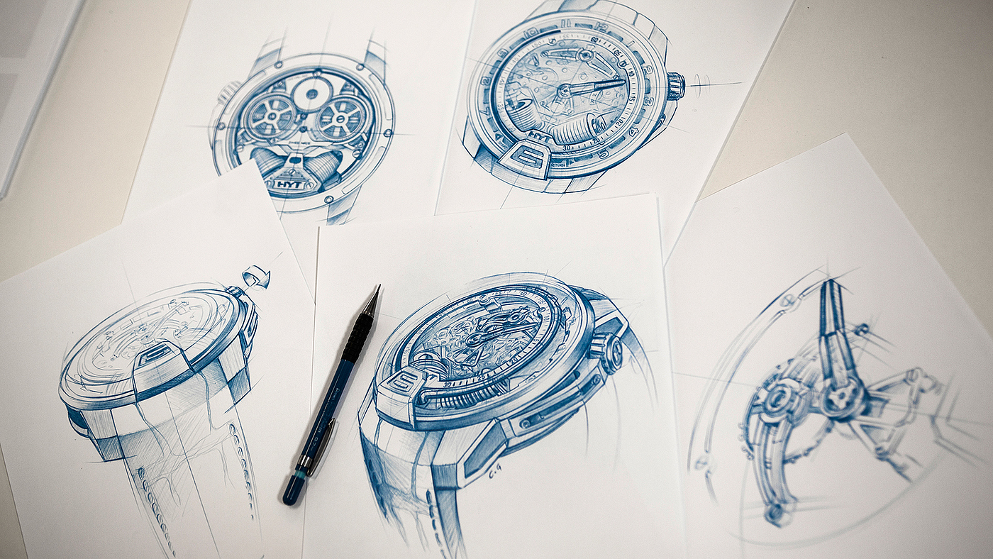 Hand drawn，Wrist watch，science and technology，industrial design，product design，