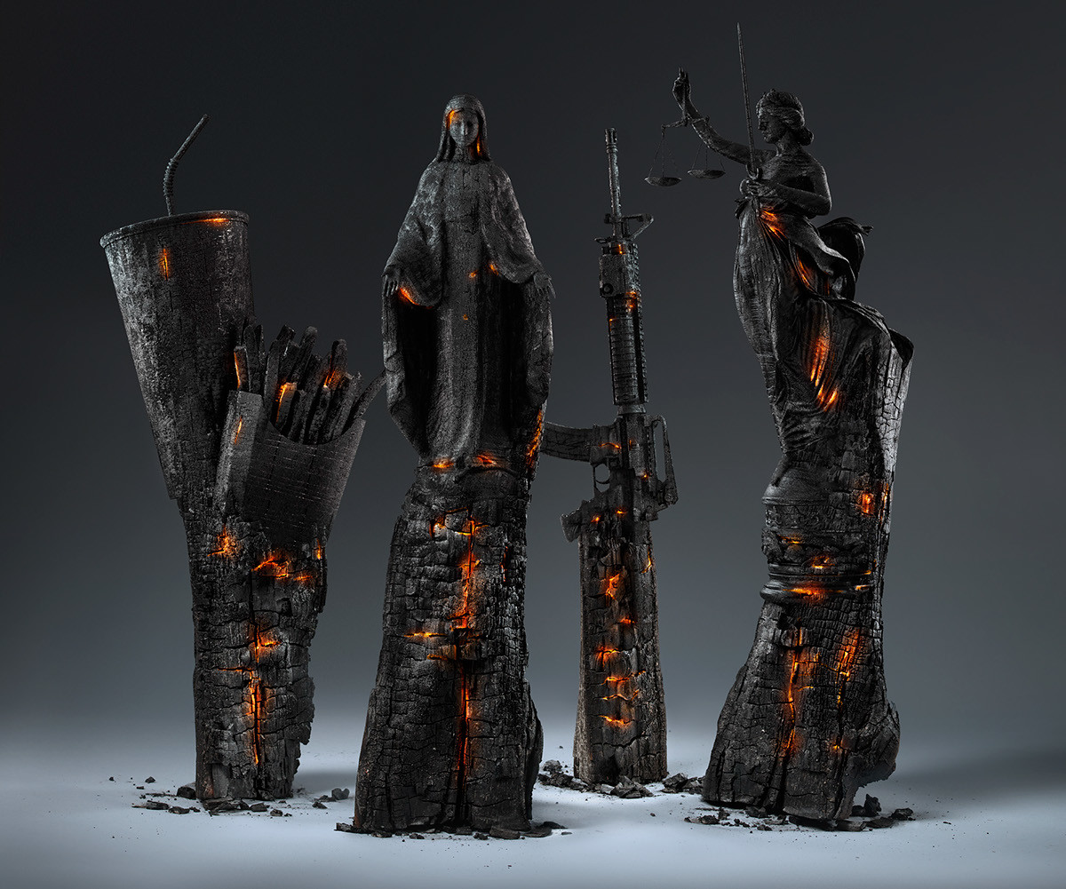 U.S.A，Art，Design，analyse，charcoal fire，