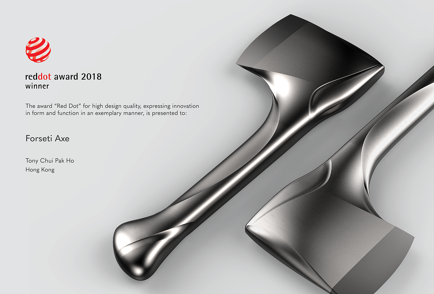 2018 red dot design concept award，Forseti Axe，axe，Metal，