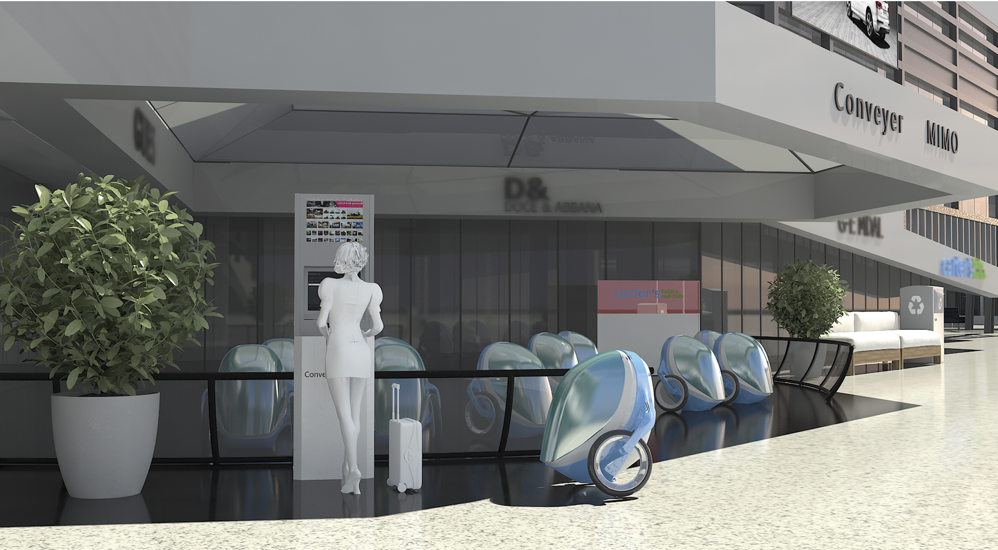 2018 red dot design concept award，Conveyer-MIMO，share，fingerprint identification，waterproof，Baggage transport platform，