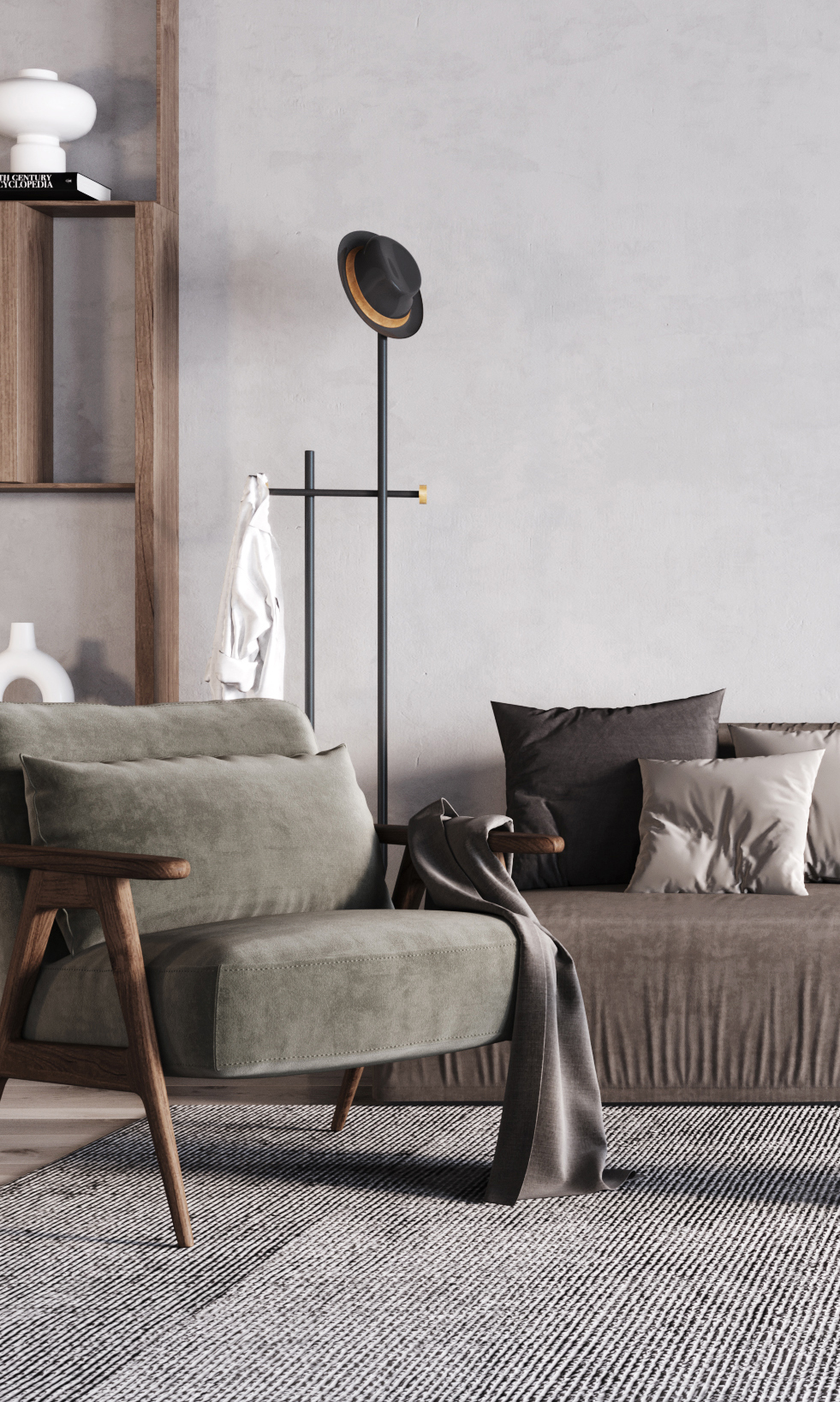 Several degrees of gray，Nordic coat hanger，Fair faced concrete design，