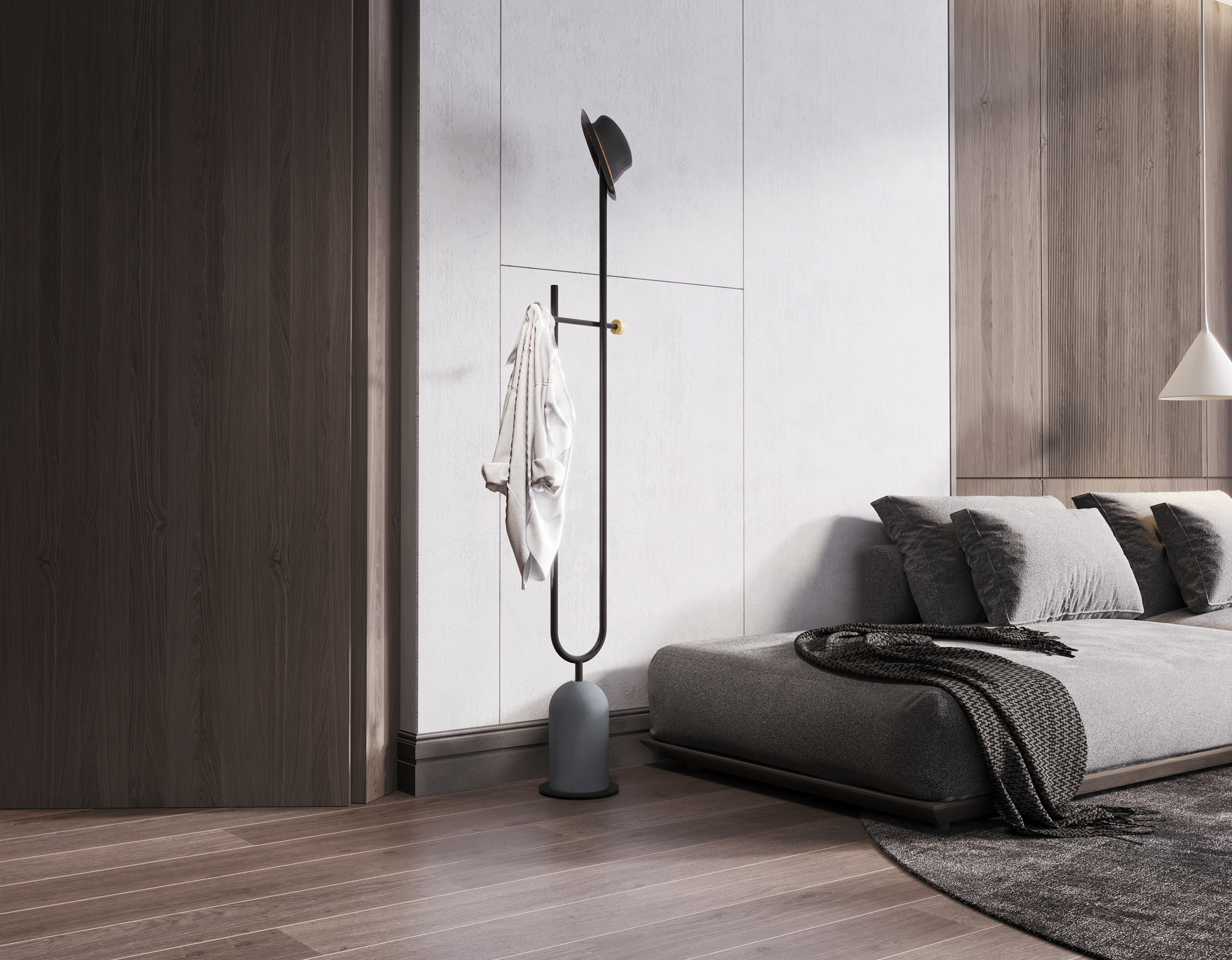 Several degrees of gray，Nordic coat hanger，Fair faced concrete design，