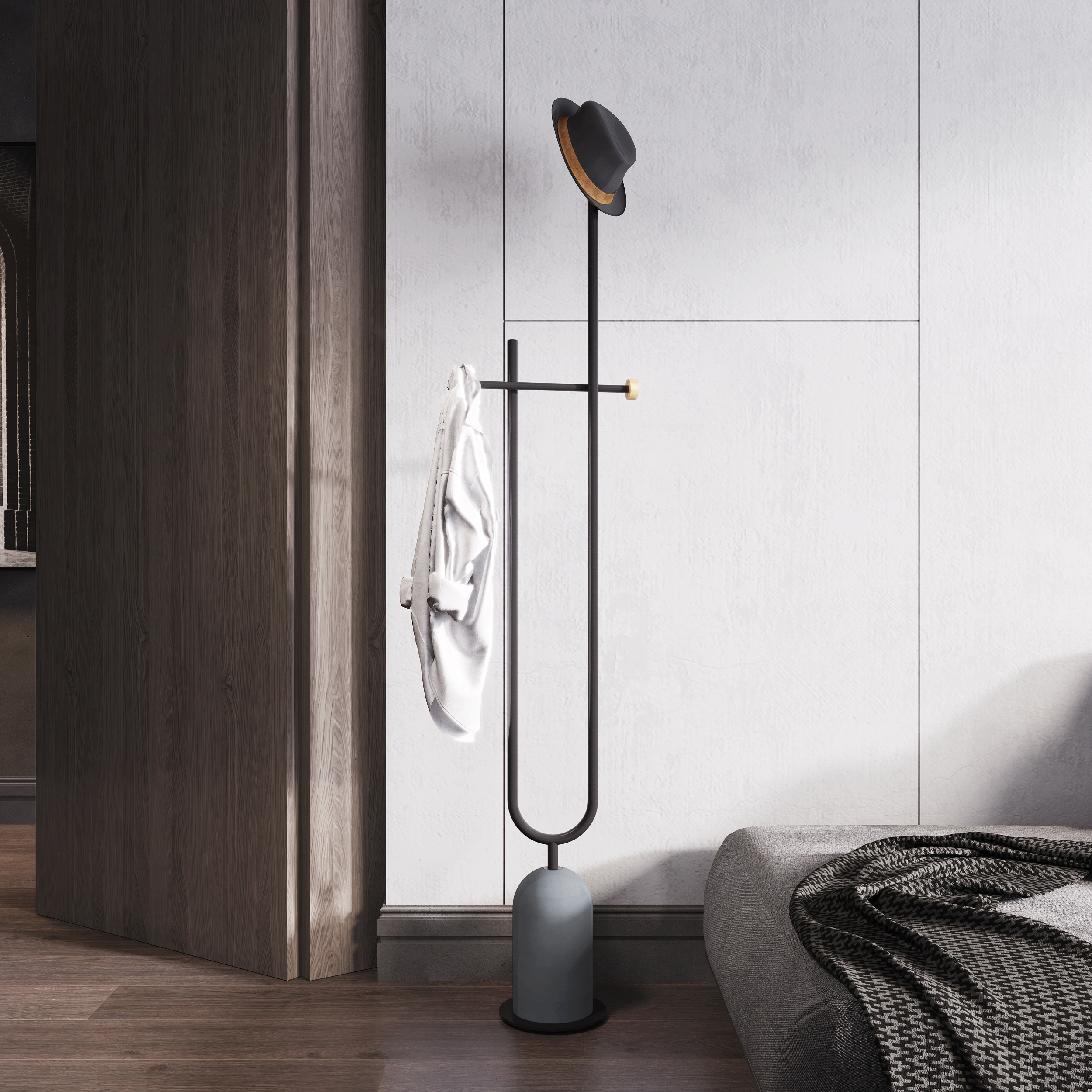 Several degrees of gray，Nordic coat hanger，Fair faced concrete design，