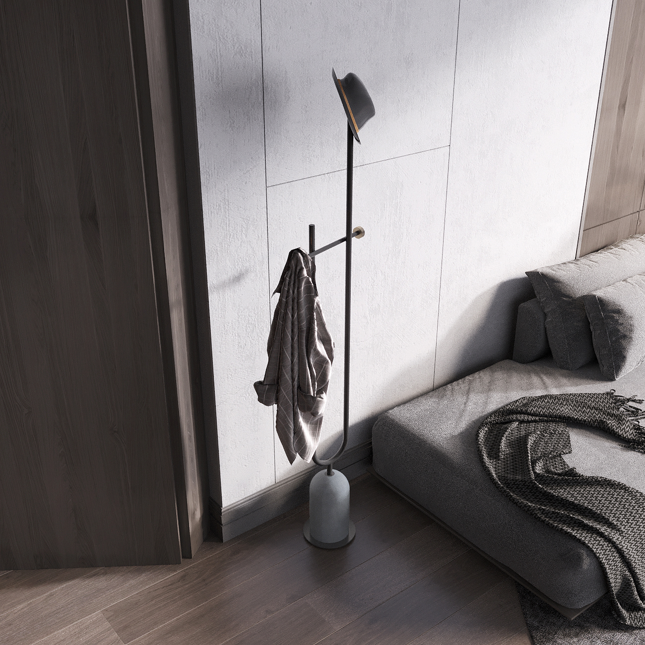 Several degrees of gray，Nordic coat hanger，Fair faced concrete design，