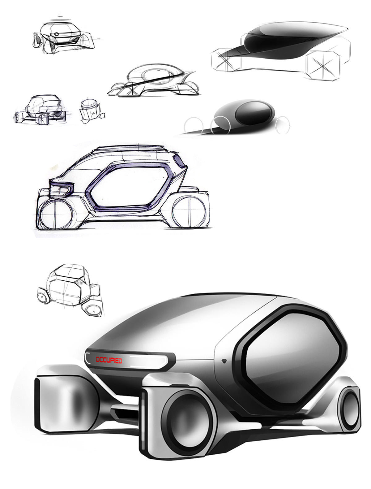 industrial design，product design，Apple brand car creativity，Hand drawn，Design draft，