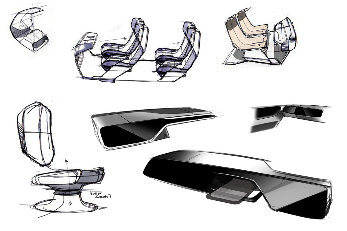 industrial design，product design，Apple brand car creativity，Hand drawn，Design draft，