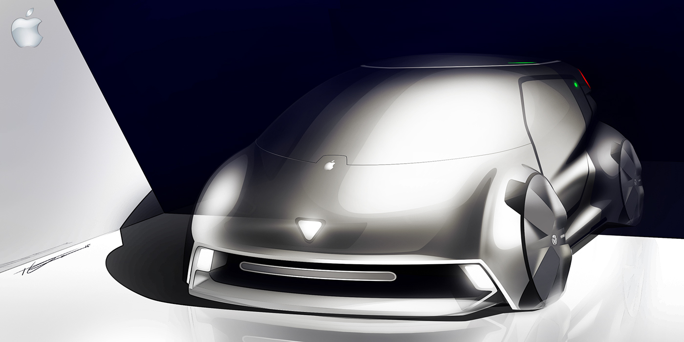 industrial design，product design，Apple brand car creativity，Hand drawn，Design draft，