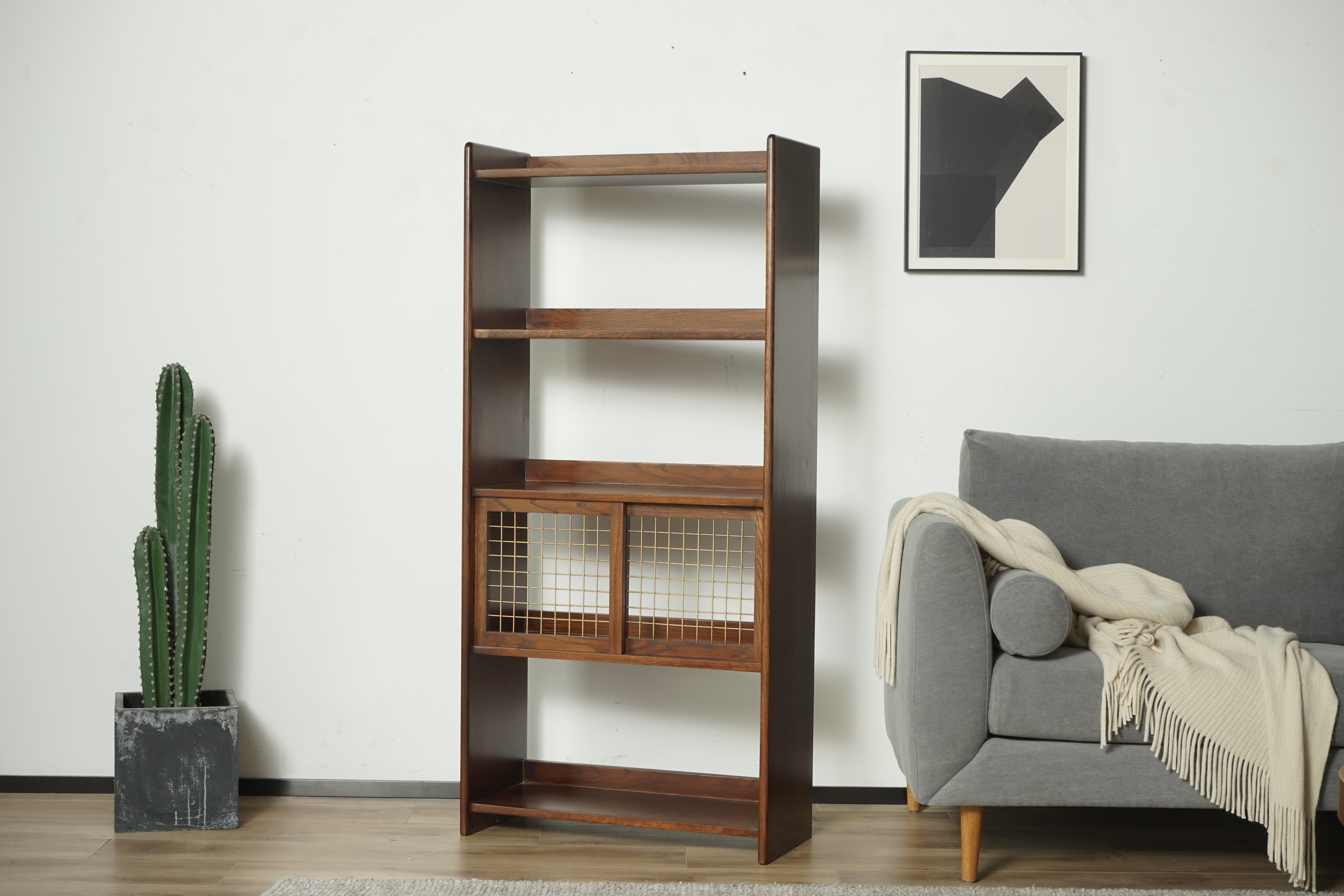 bookshelf，brass，Walnut，Living room furniture，Study，Study furniture ，