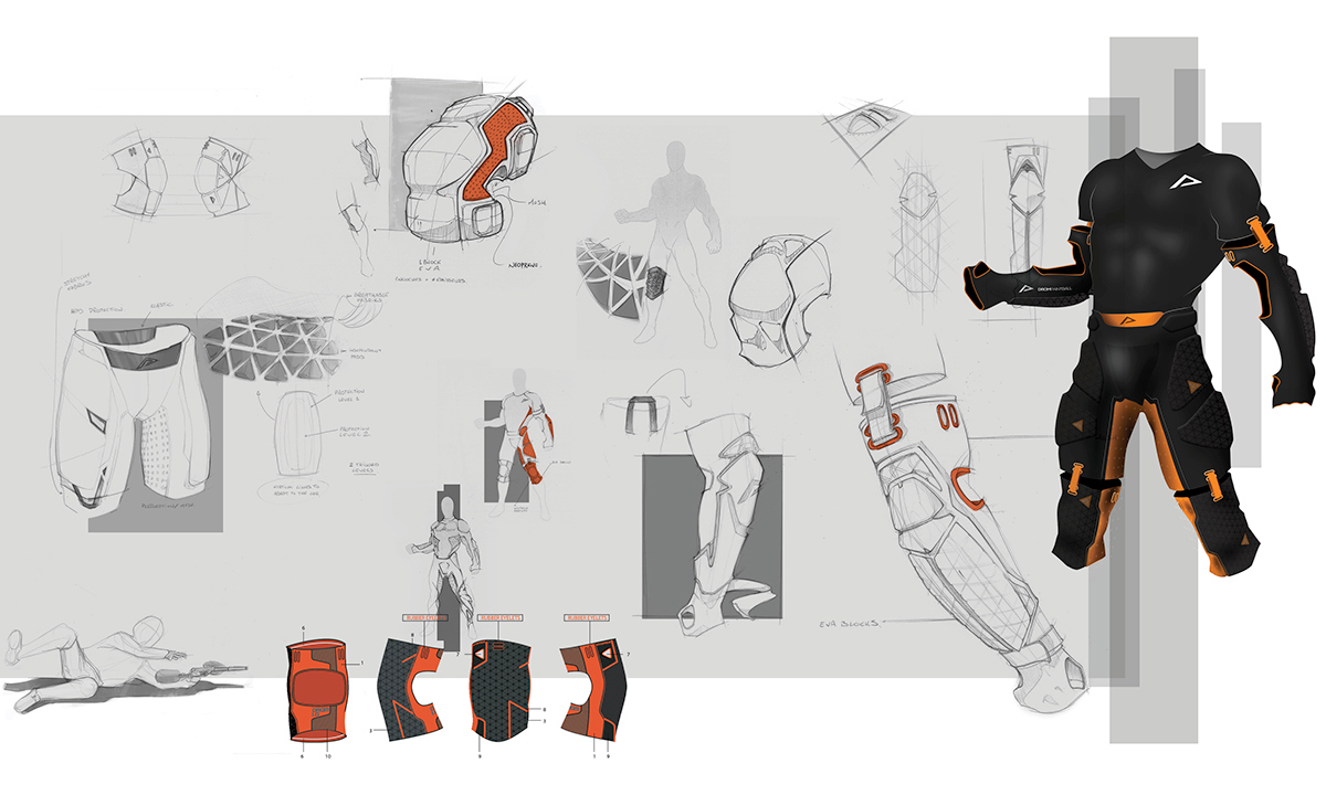product design，industrial design，Body protection，field，motion，Knee protection equipment，