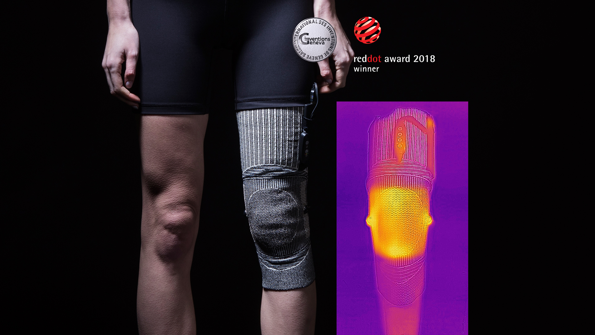 2018 red dot design concept award，3d，3D Heat Conductive，Knee Sleeve，3D thermal knee pads，