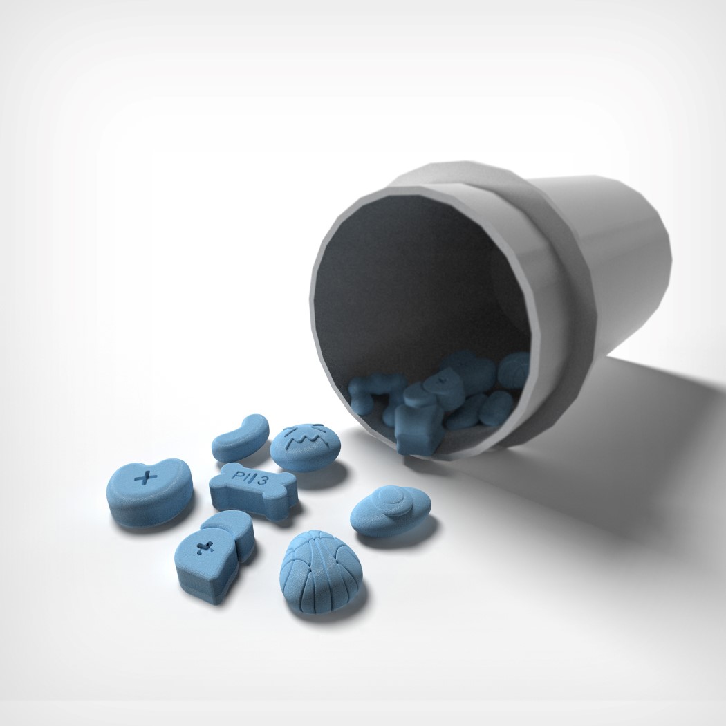 a pill，medicine，heart，tooth，pattern，