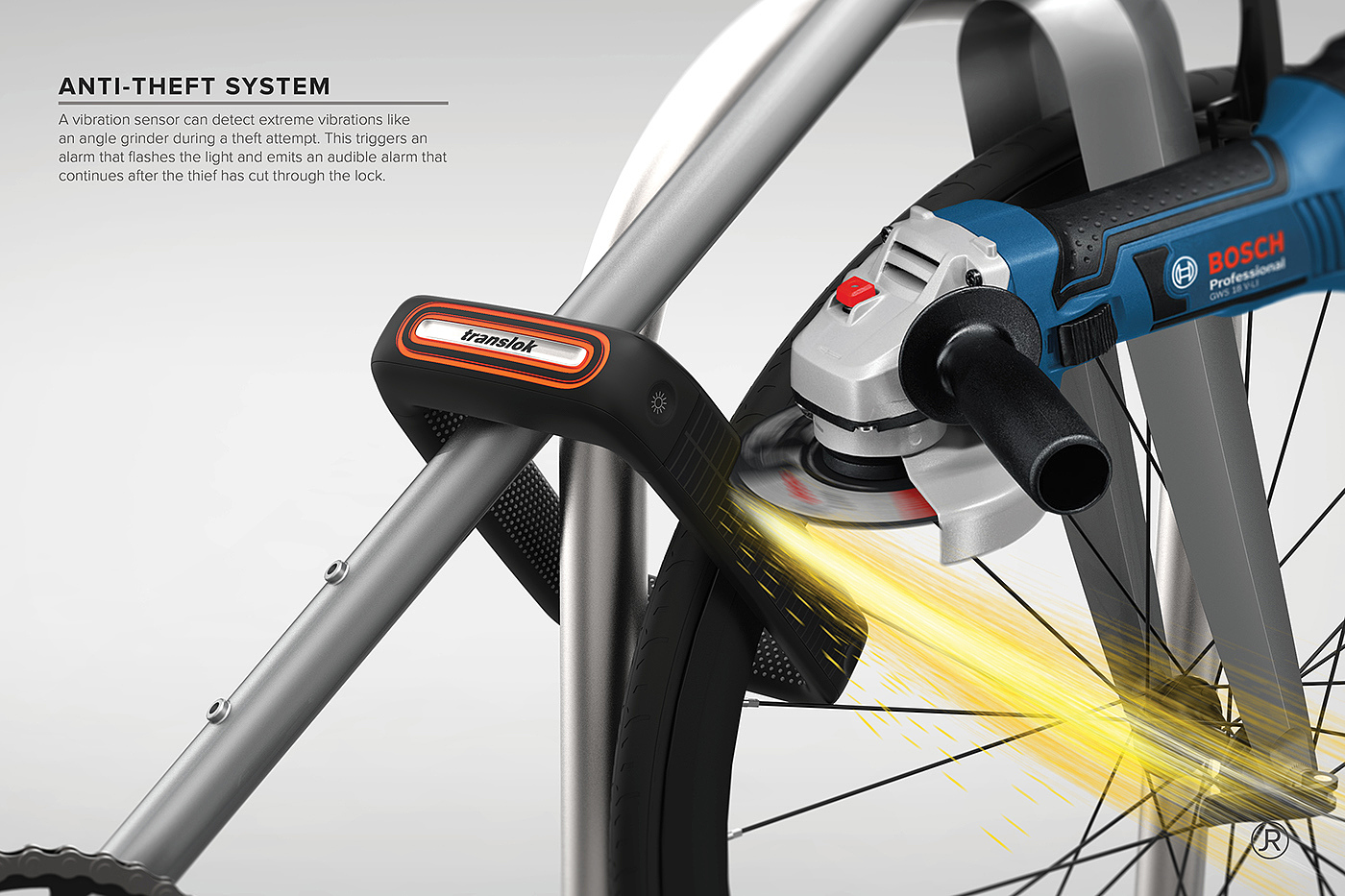 product design，industrial design，Bicycle lock，security，Simplicity，