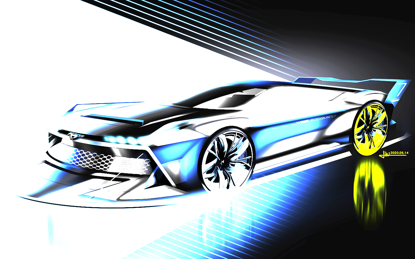 Hand drawn，conceptual design，product design，Hand drawn products，photoshop，PS rendering，Automobile design，Sports car，