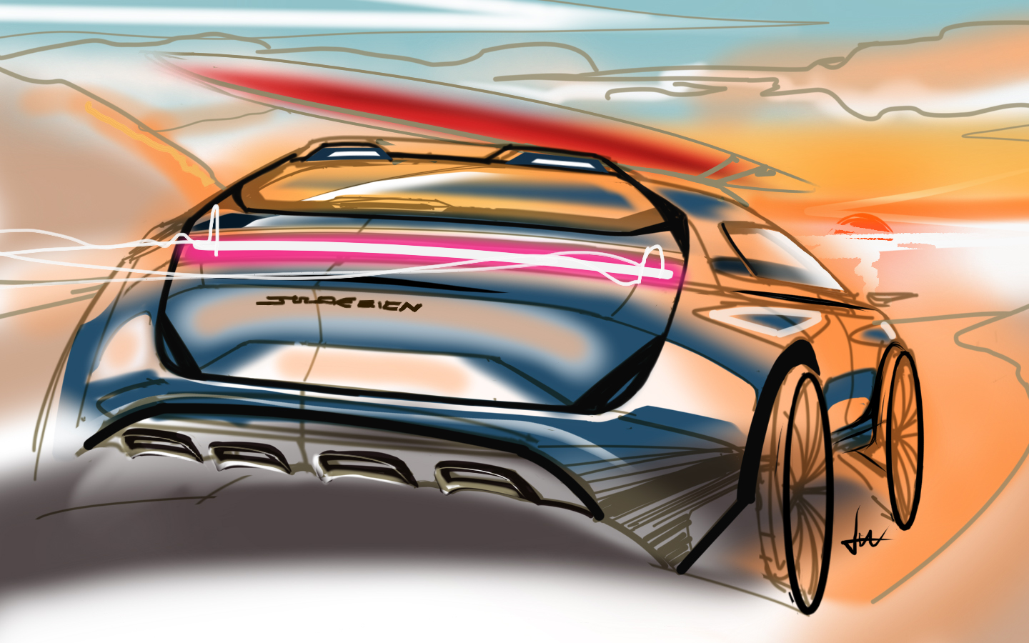 Hand drawn products，Mobile painting，industrial design，Design hand drawn，Coloring，Render，vehicle，conceptual design，