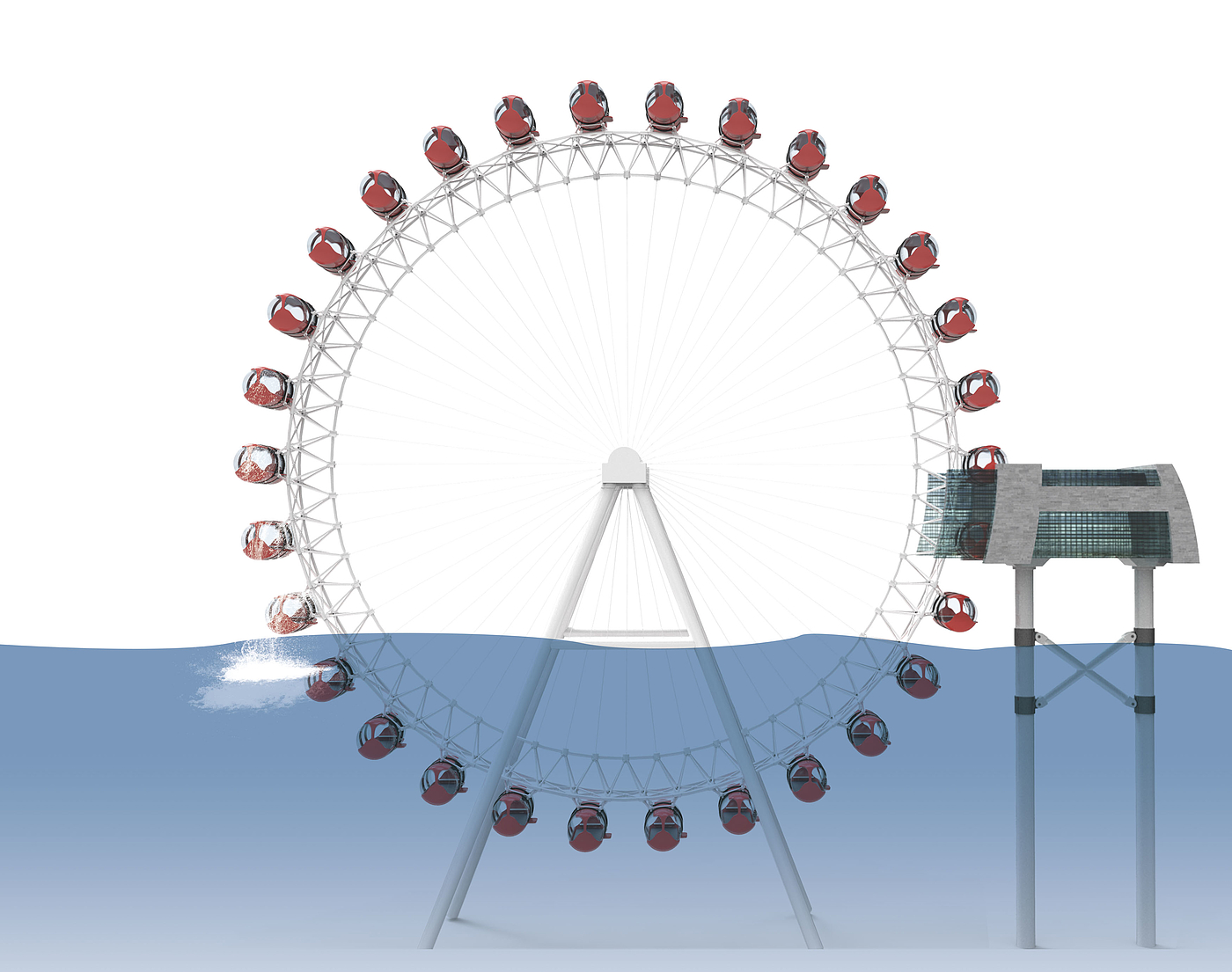 Sea sky Ferris wheel，2018 red dot design concept award，reddot，Amusement facilities，