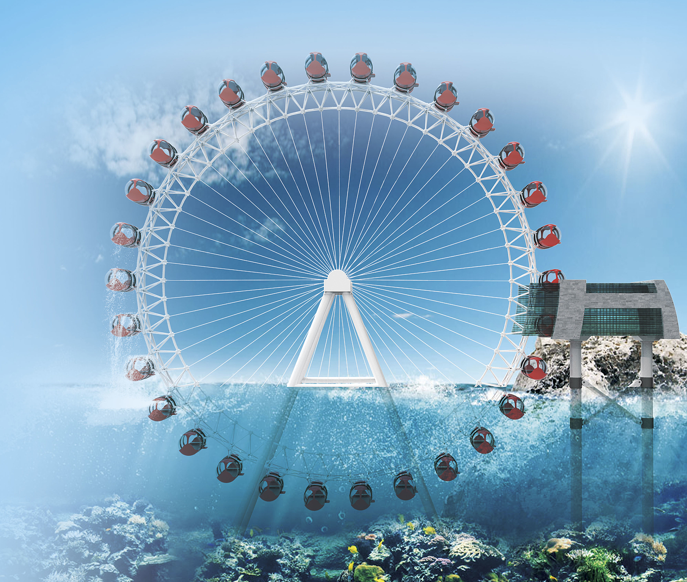 Sea sky Ferris wheel，2018 red dot design concept award，reddot，Amusement facilities，