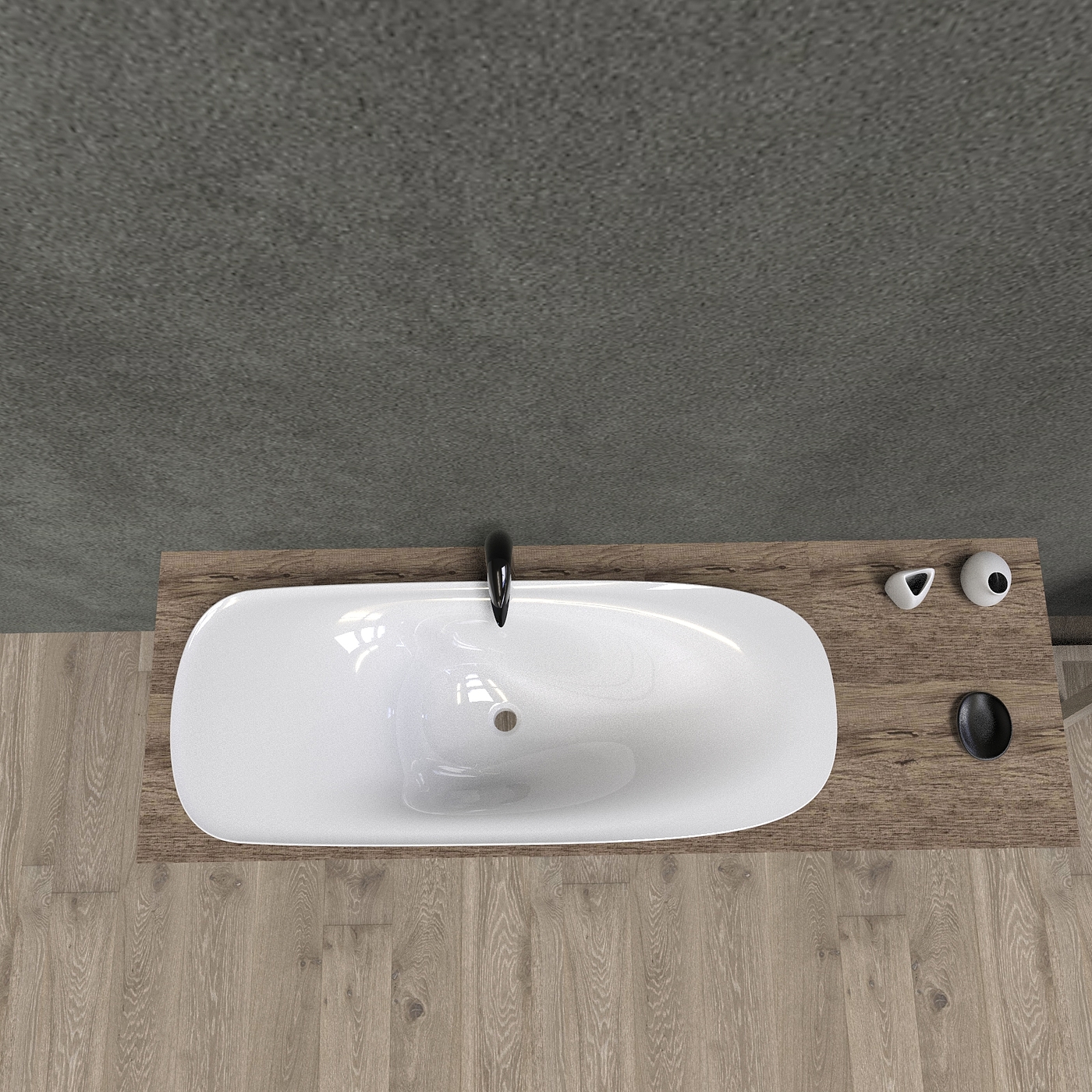 Wash basin, integrated basin on the table, semi embedded，