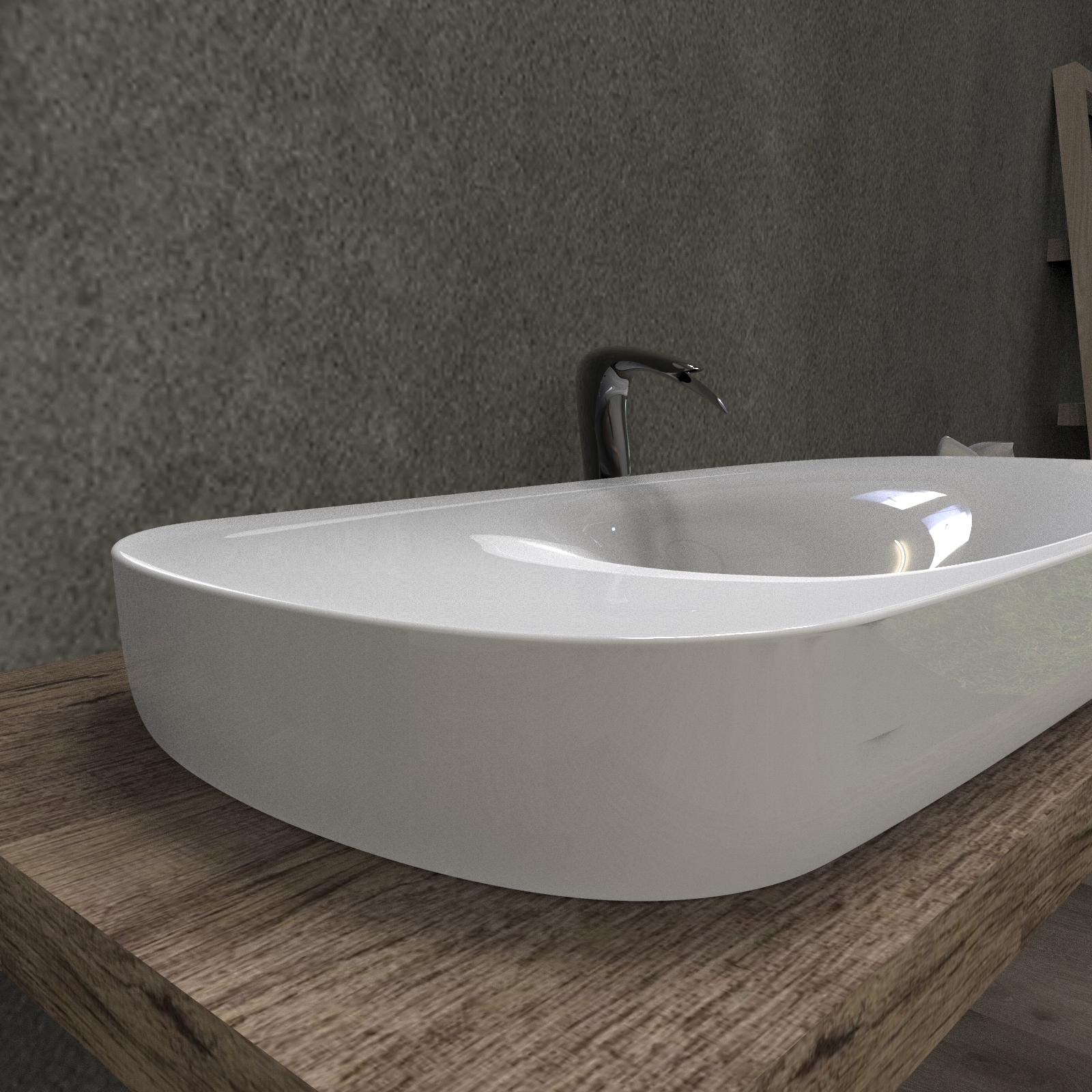 Wash basin, integrated basin on the table, semi embedded，