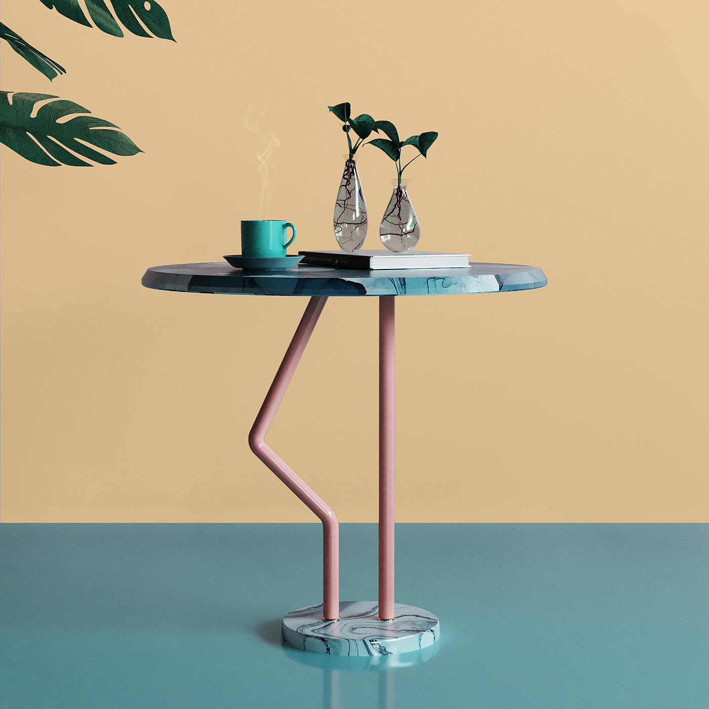 Flamingo，Coffee table，furniture，Marble，Metal，