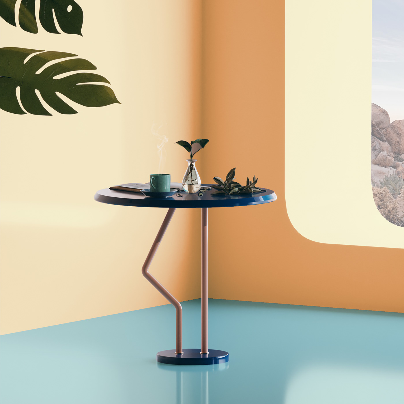 Flamingo，Coffee table，furniture，Marble，Metal，