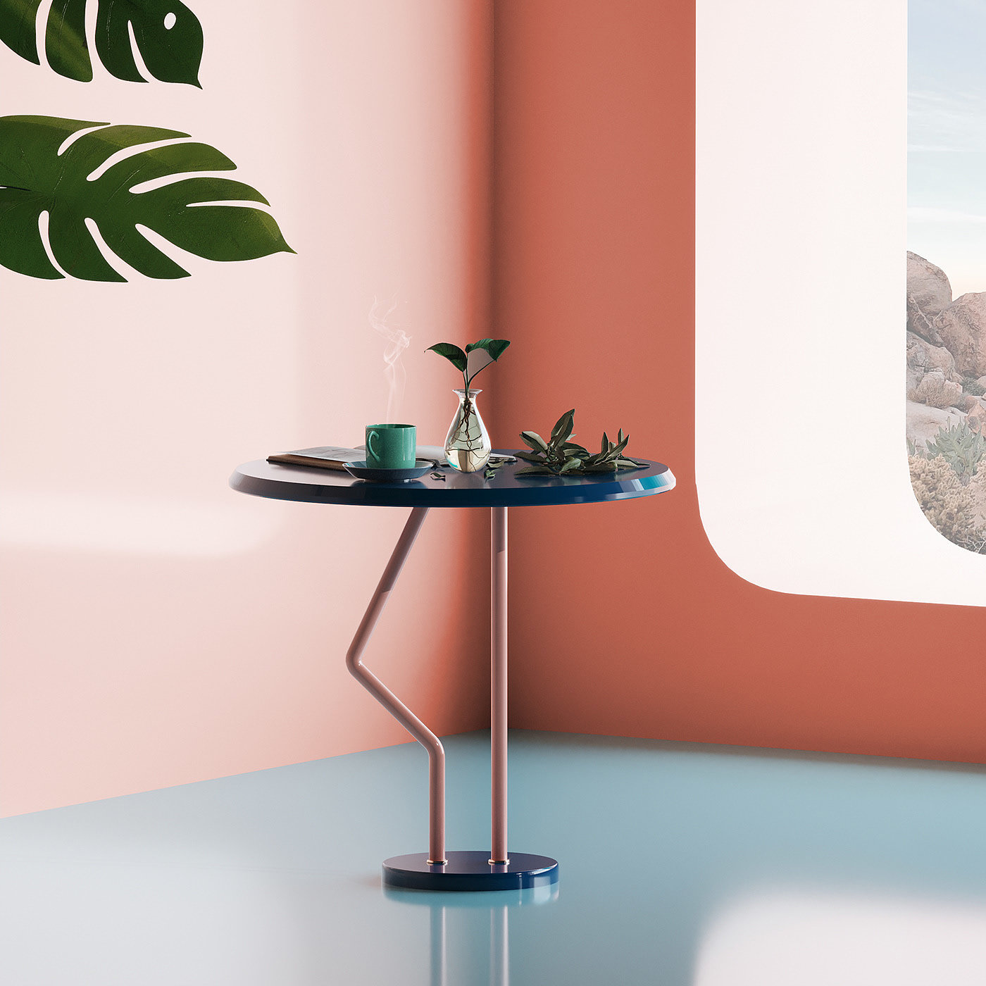 Flamingo，咖啡桌，家具，大理石，金属，