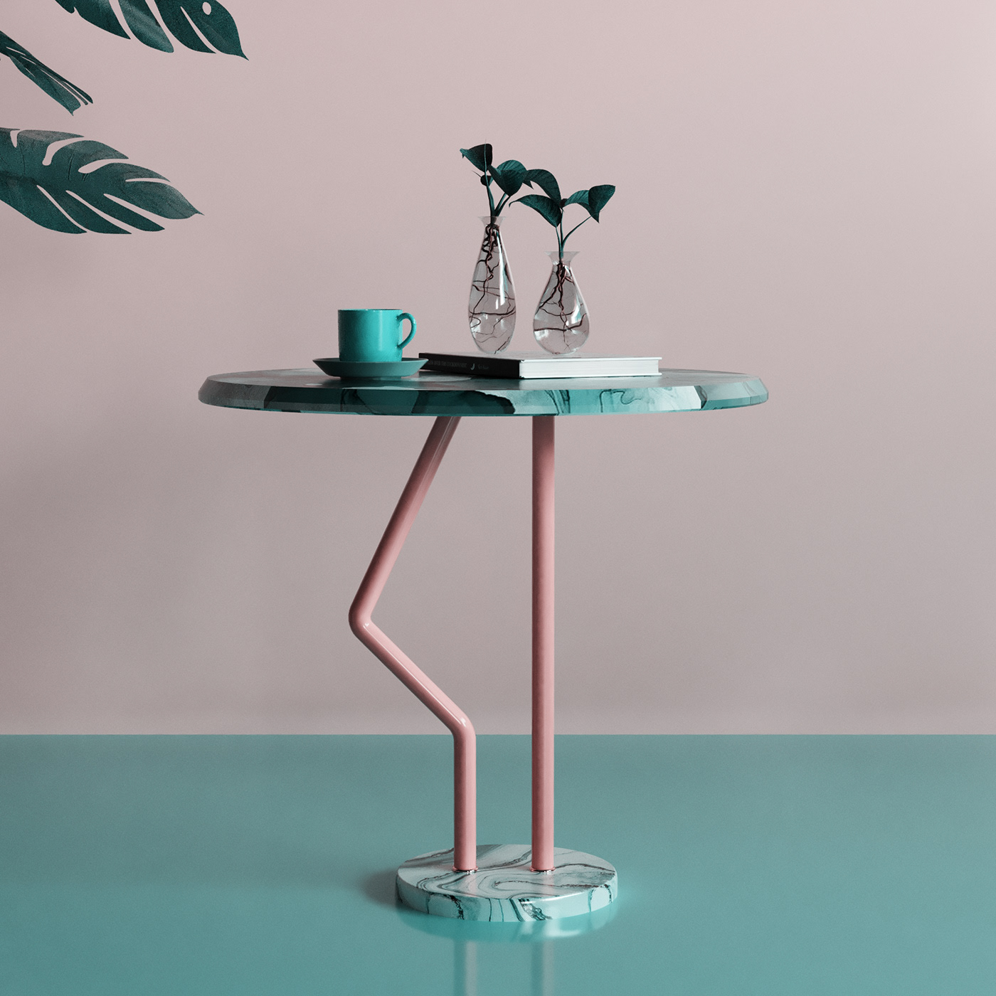Flamingo，Coffee table，furniture，Marble，Metal，