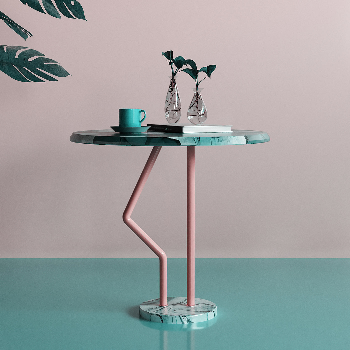 Flamingo，Coffee table，furniture，Marble，Metal，