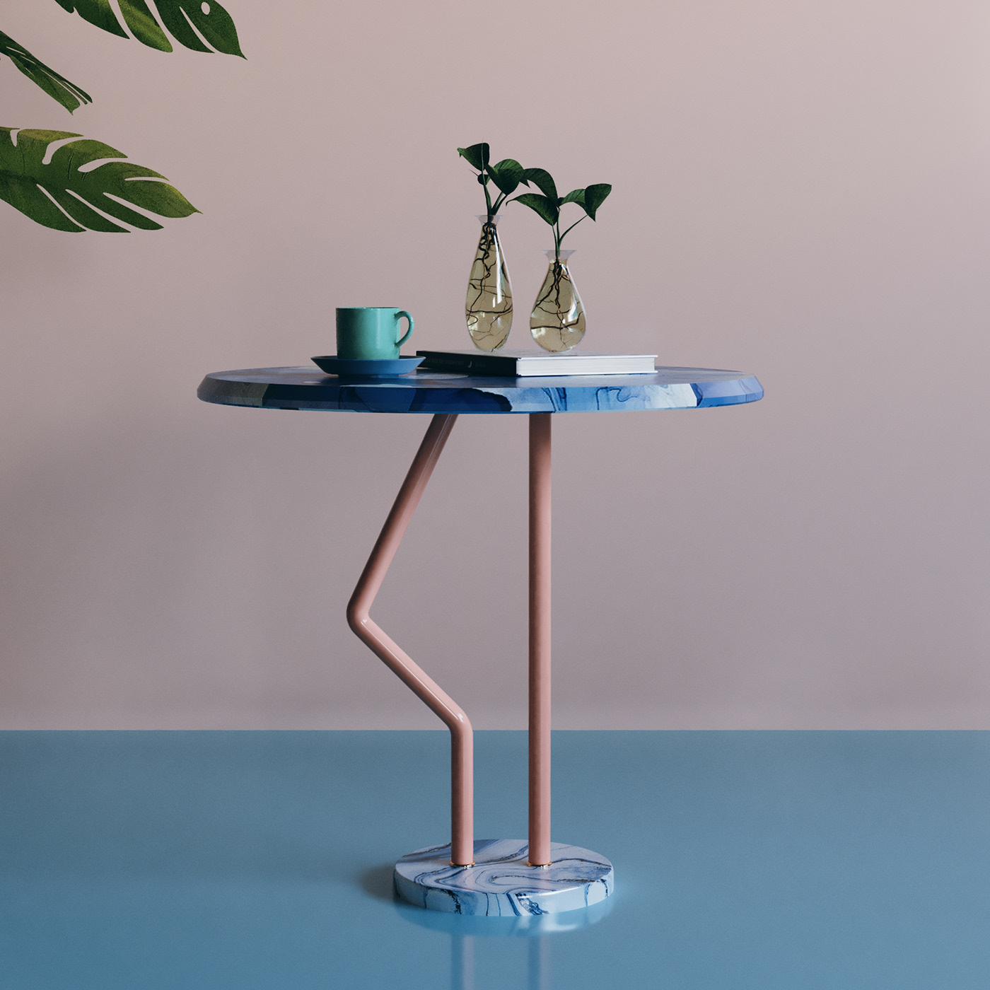 Flamingo，Coffee table，furniture，Marble，Metal，