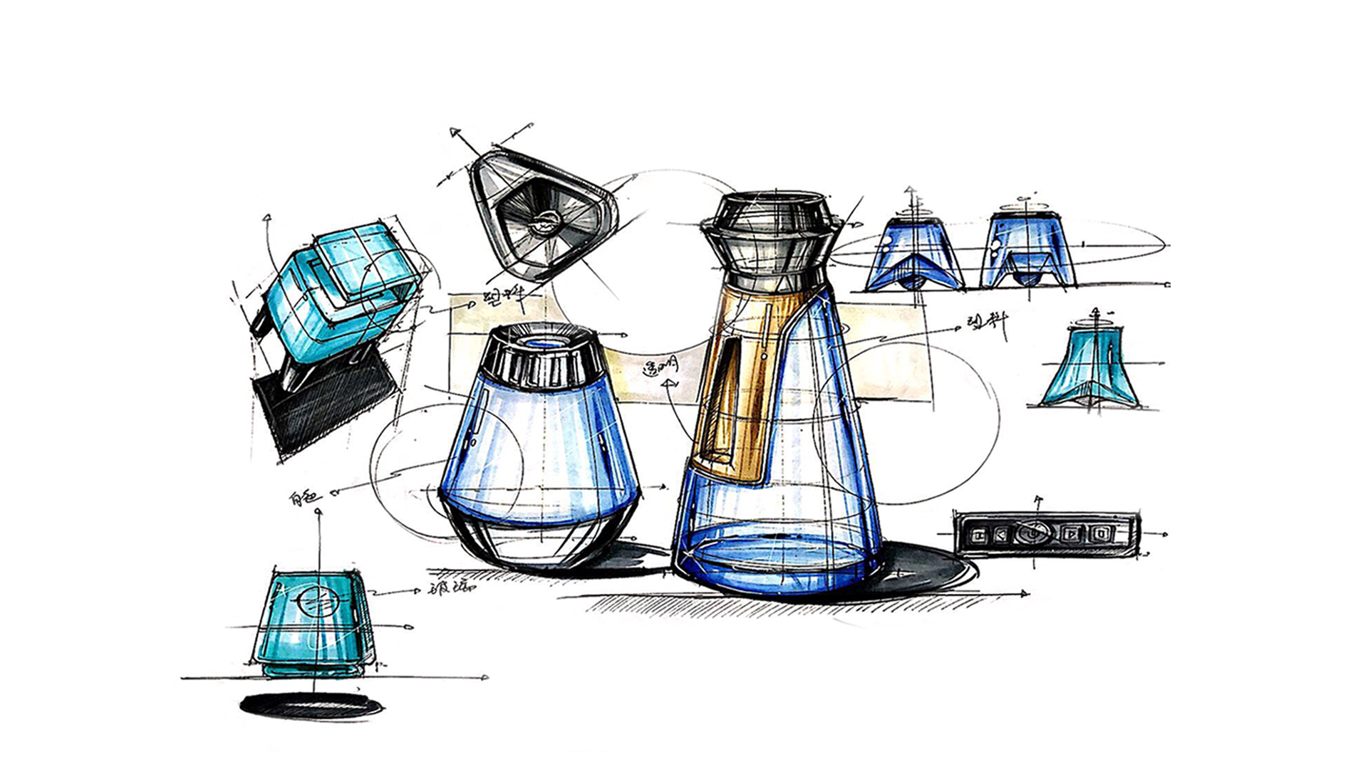 Hand drawn products，Hand drawn，product design，