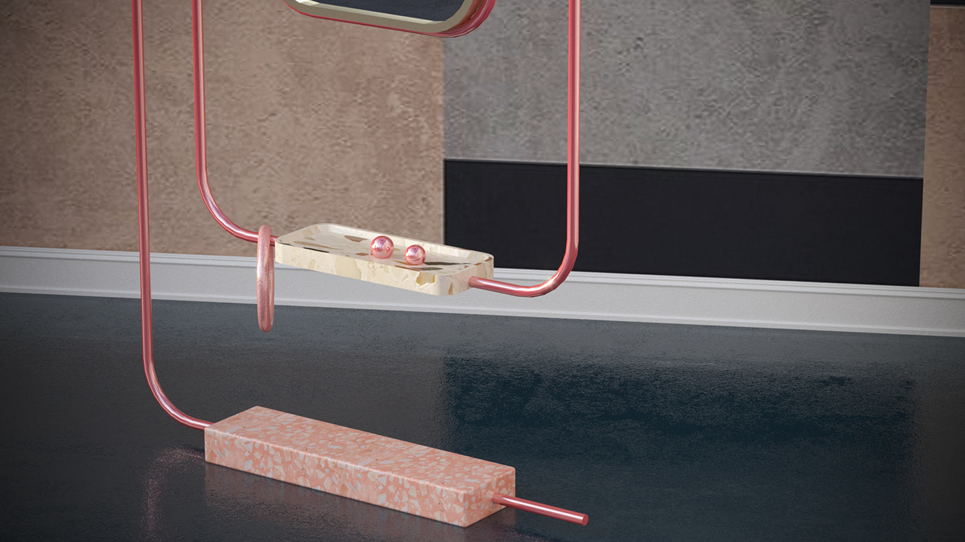 EDDY，Display Rack，furniture，Marble，Metal，Simplicity，