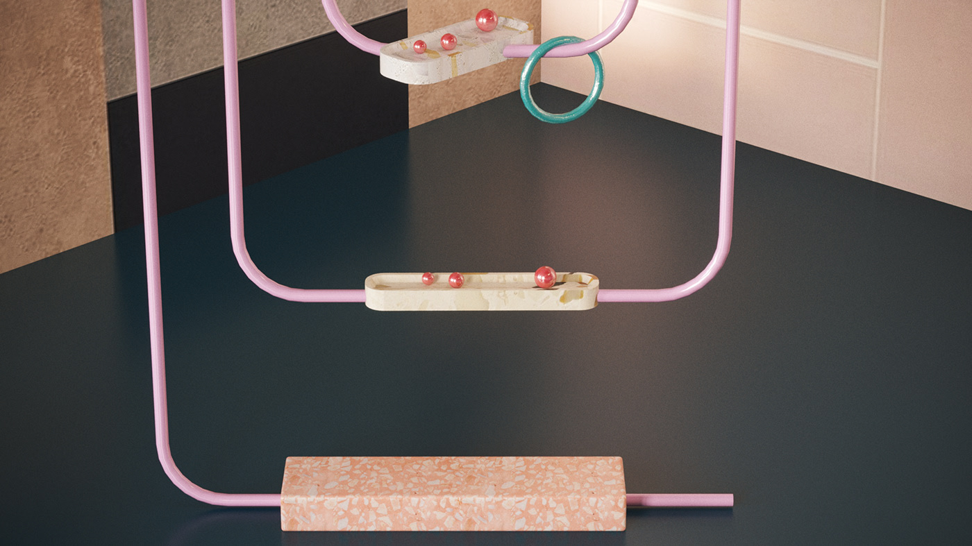 EDDY，Display Rack，furniture，Marble，Metal，Simplicity，