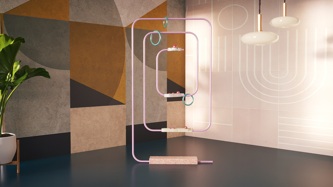 EDDY，Display Rack，furniture，Marble，Metal，Simplicity，