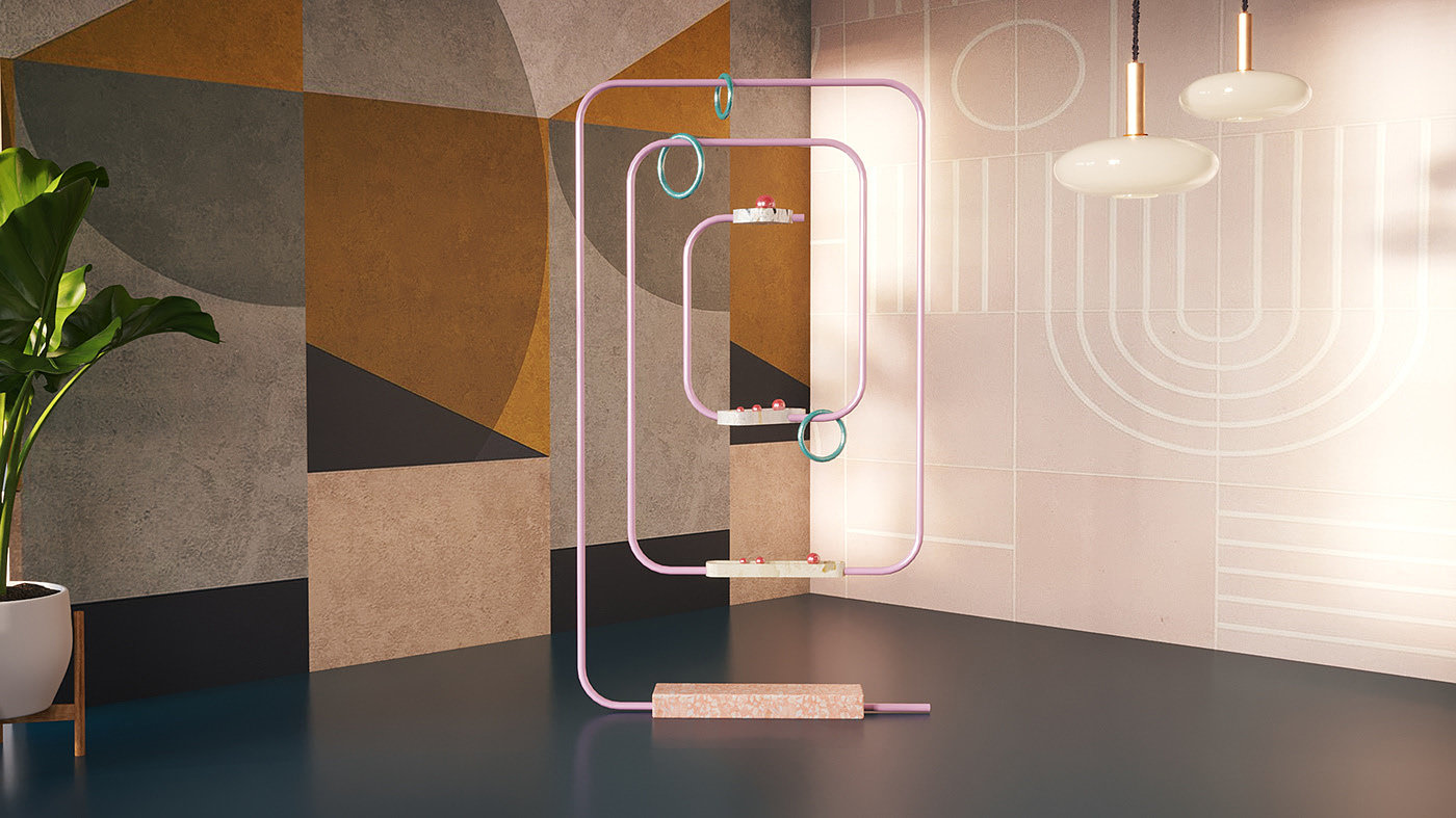 EDDY，Display Rack，furniture，Marble，Metal，Simplicity，