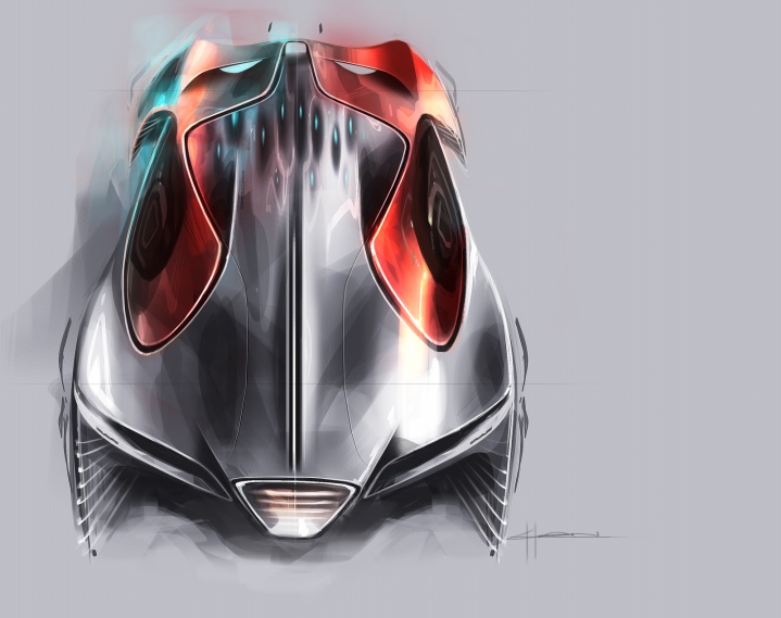 Automobile design，design sketch，Two dimensional representation，marker pen，Concept Car，