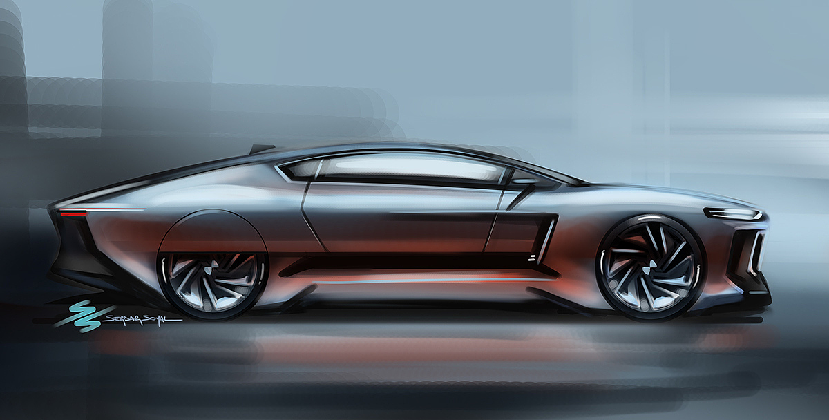 vehicle，originality，modern，industrial design，speed，comfortable，passion，Hand drawn，