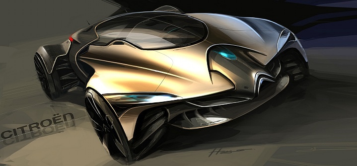 Automobile design，design sketch，Two dimensional representation，marker pen，Concept Car，