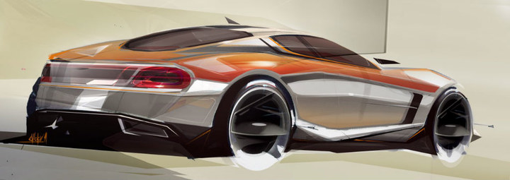 Automobile design，design sketch，Two dimensional representation，marker pen，Concept Car，
