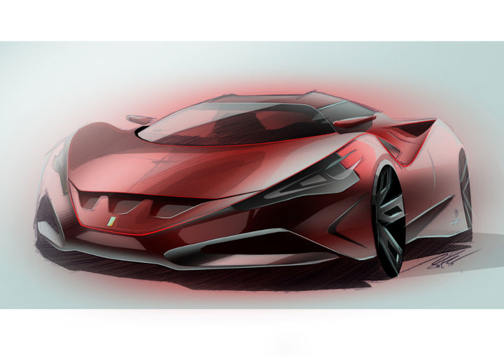 Automobile design，design sketch，Two dimensional representation，marker pen，Concept Car，