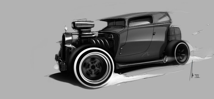 Automobile design，design sketch，Two dimensional representation，marker pen，Concept Car，