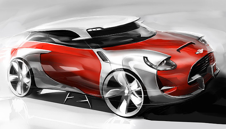 汽车设计，效果图，二维表现，马克笔，概念车，
