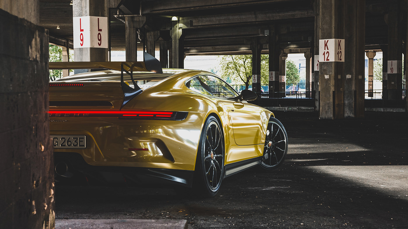 Sports car，Porsche，Render，conceptual design，gules，