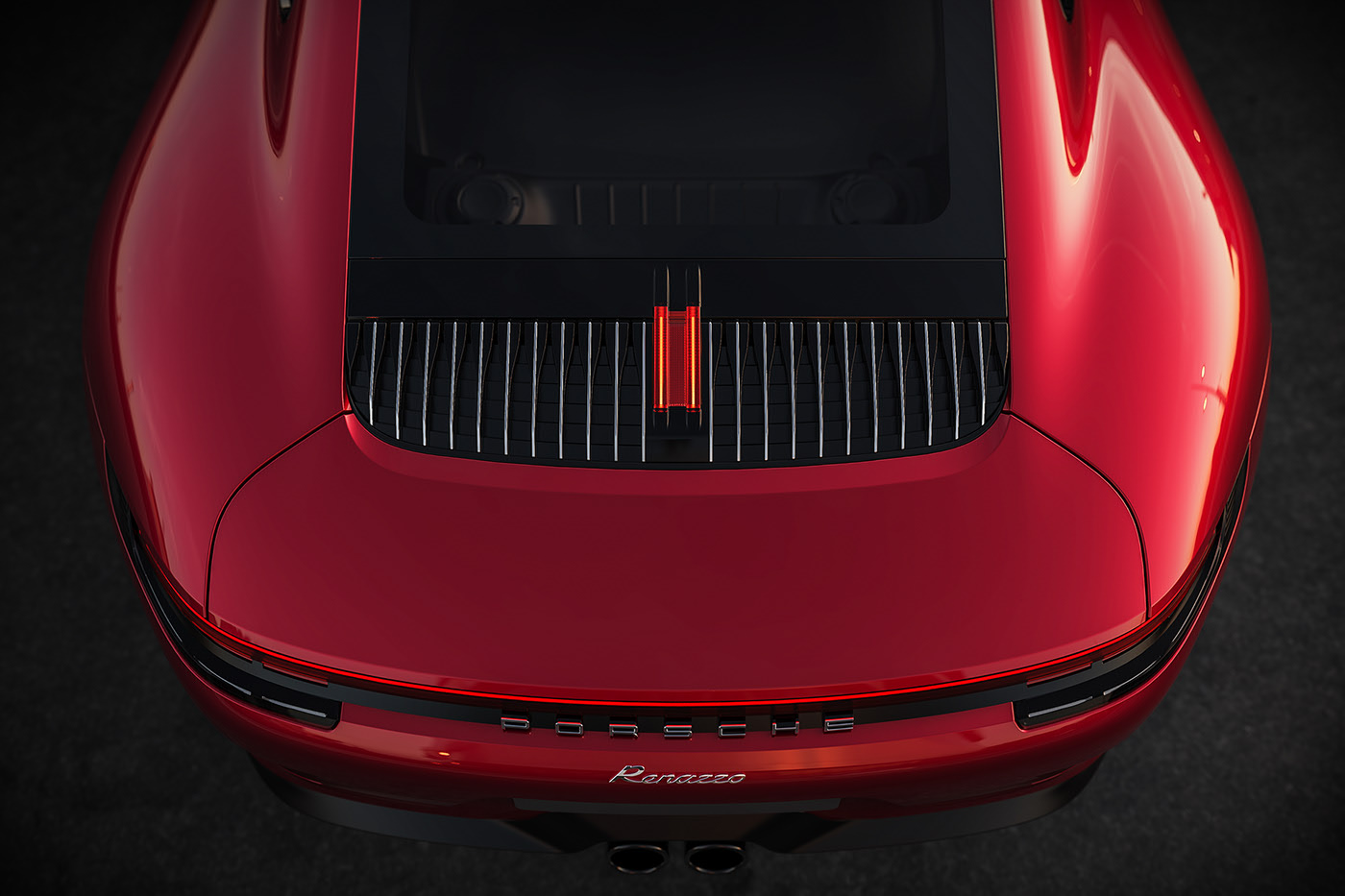 Sports car，Porsche，Render，conceptual design，gules，