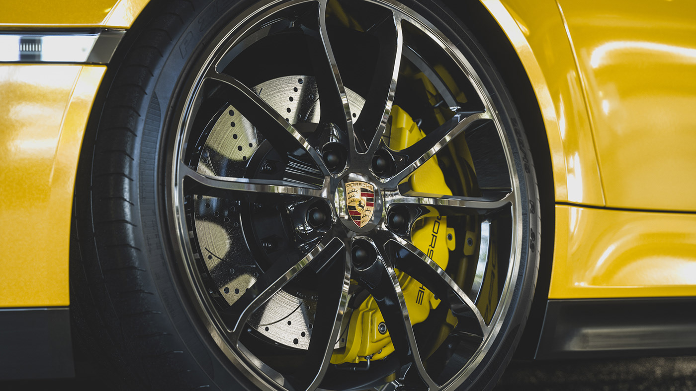 Sports car，Porsche，Render，conceptual design，gules，