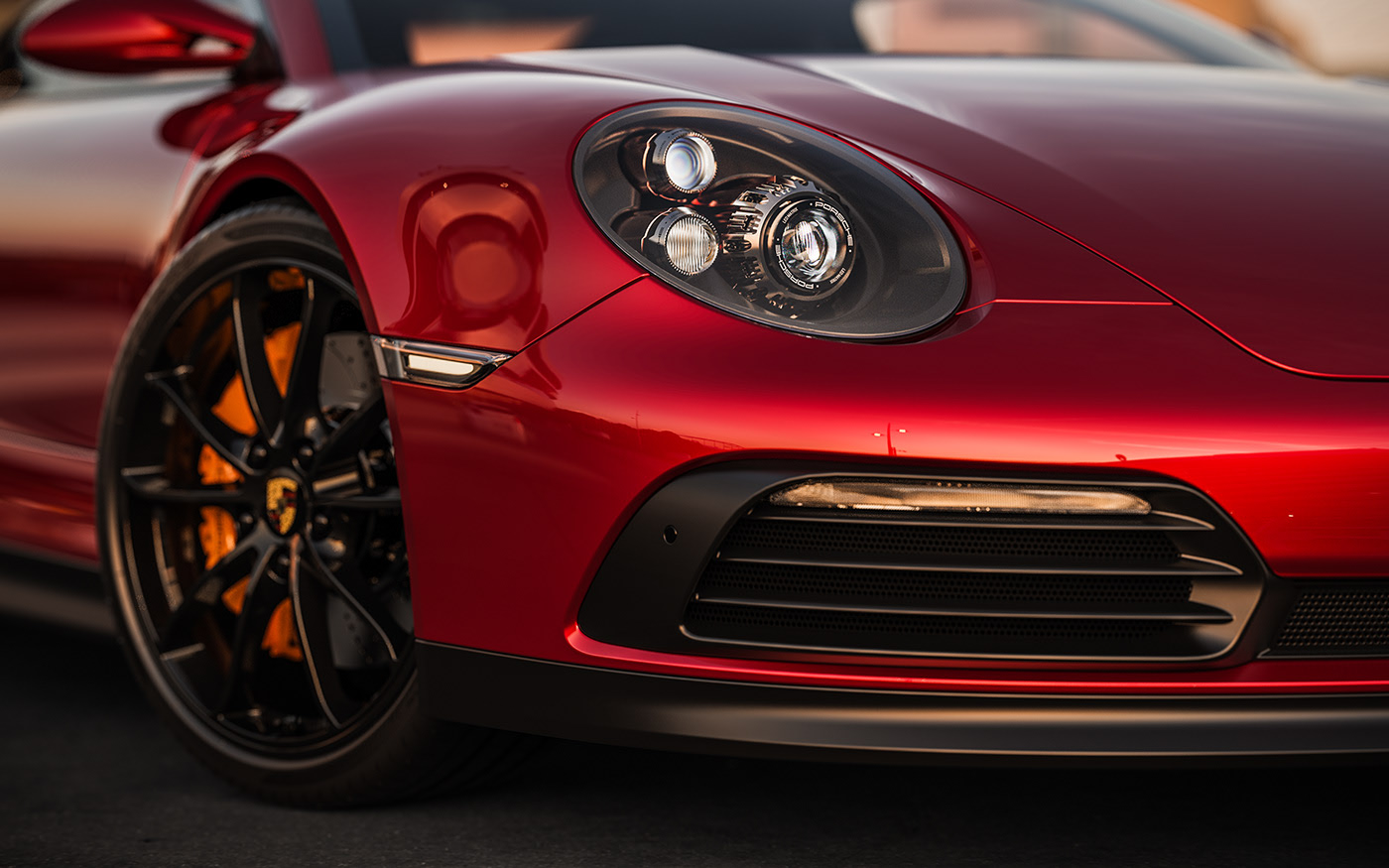 Sports car，Porsche，Render，conceptual design，gules，