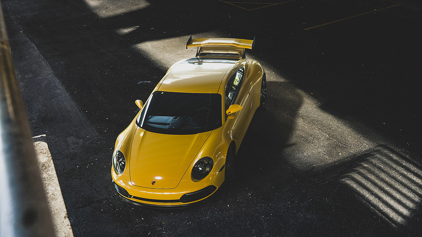 Sports car，Porsche，Render，conceptual design，gules，